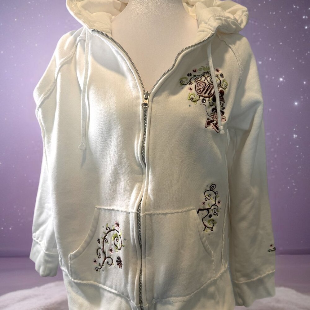 Disneyland Resort Minnie Mouse embellished Embroidered Full Zip White Hoodie